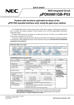 UPD65881GB-P03 datasheet - MOS Integrated Circuit