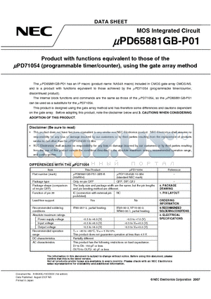 UPD65881GB-P01 datasheet - MOS Integrated Circuit