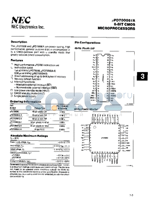 UPD70008 datasheet - 8-BIT CMOS MICROPROCESSORS