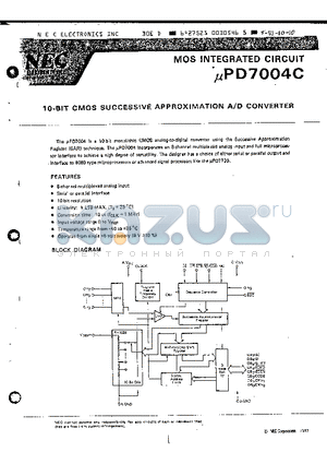 UPD7004C datasheet - MOS INTEGRATED CIRCUIT