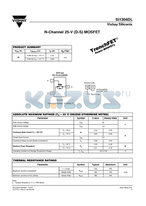 SI1304DL-T1 datasheet - N-Channel 25-V (D-S) MOSFET