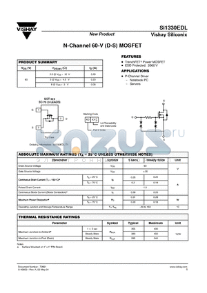 SI1330EDL datasheet - N-Channel 60-V (D-S) MOSFET