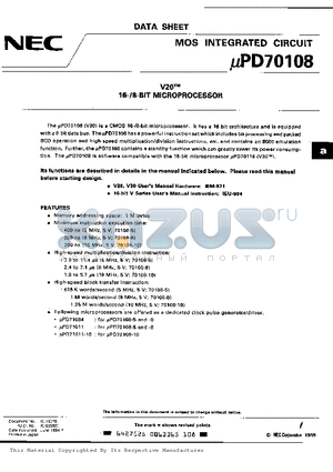 UPD70108L-8 datasheet - 16-/8- Bit Microprocessor