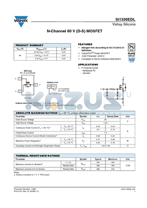 SI1330EDL datasheet - N-Channel 60 V (D-S) MOSFET