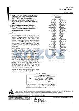 SN752232DGG datasheet - DUAL RS-232 PORT