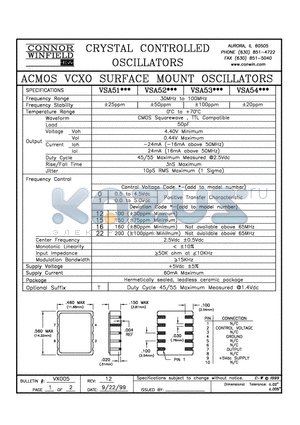 VSA51022-44.736M datasheet - ACMOS VCXO SURFACE MOUNT OSCILLATORS