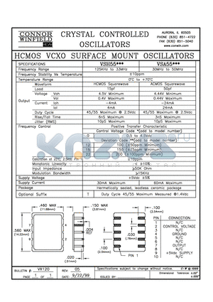 VSA55012 datasheet - HCMOS VCXO SURFACE MOUNT OSCILLATORS