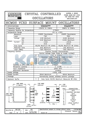 VSA55022 datasheet - HCMOS VCXO SURFACE MOUNT OSCILLATORS