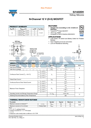 SI1422DH datasheet - N-Channel 12 V (D-S) MOSFET