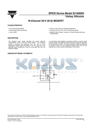 SI1426DH datasheet - N-Channel 30-V (D-S) MOSFET