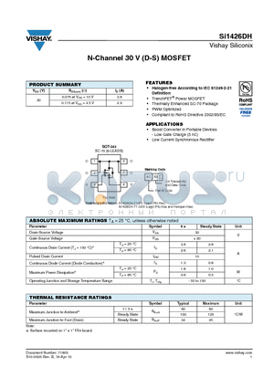SI1426DH datasheet - N-Channel 30 V (D-S) MOSFET