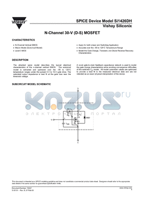 SI1426DH_05 datasheet - N-Channel 30-V (D-S) MOSFET