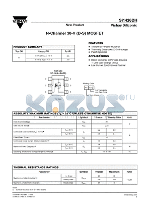 SI1426DH_08 datasheet - N-Channel 30-V (D-S) MOSFET