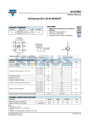 SI1470DH datasheet - N-Channel 30 V (D-S) MOSFET