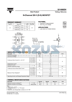 SI1488DH datasheet - N-Channel 20-V (D-S) MOSFET