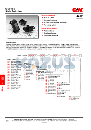 S20203SS01LBE datasheet - Slide Switches