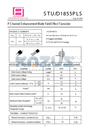 STD1855PLS datasheet - P-Channel E nhancement Mode Field Effect Transistor