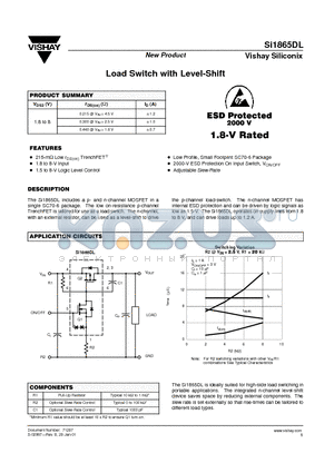 SI1865DL datasheet - Load Switch with Level-Shift