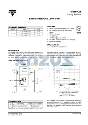 SI1869DH-T1-E3 datasheet - Load Switch with Level-Shift