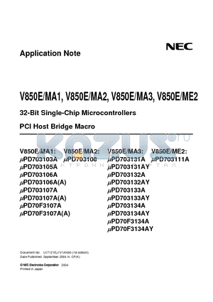 UPD703108GC-8EU datasheet - 32-Bit Single-Chip Microcontrollers