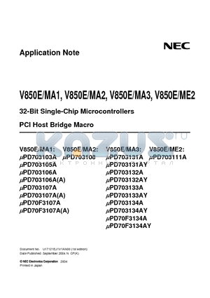 UPD703106AA datasheet - 32-Bit Single-Chip Microcontrollers