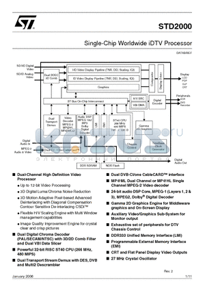 STD2000 datasheet - Single-Chip Worldwide iDTV Processor