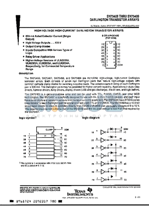 SN75469 datasheet - DARLINGTON TRANSISTOR ARRAYS