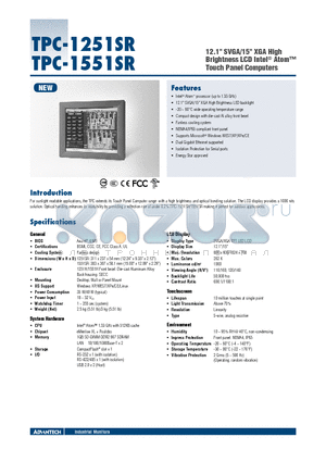 TPC-1551SR datasheet - 12.1