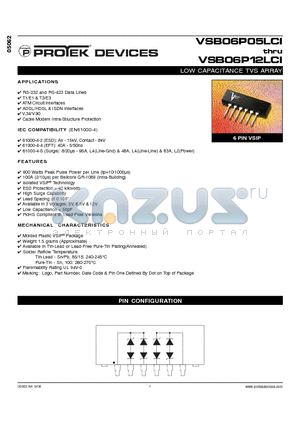 VSB06P12LCI-LF datasheet - LOW CAPACITANCE TVS ARRAY