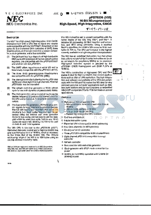 UPD70236R-12 datasheet - 16-Bit Microprocessor, High-Speed, High-Intergration, CMOS