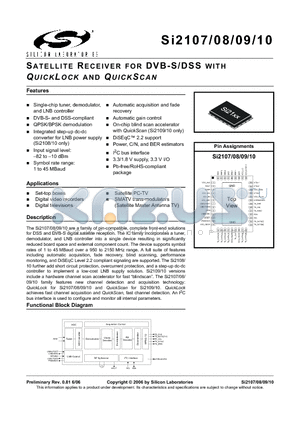 SI2110-X-FM datasheet - SATELLITE RECEIVER FOR DVB-S/DSS WITH QUICKLOCK AND QUICKSCAN