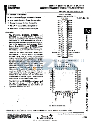 SN75559FN datasheet - ELECTROLUMINESCENT DISPLAY COLUMIN DRIVERS