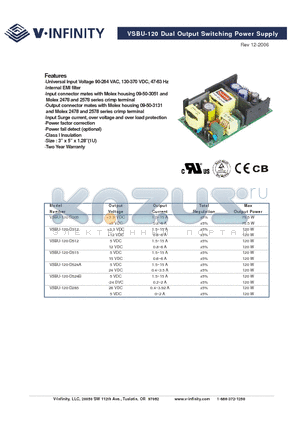 VSBU-120-D524A datasheet - Dual Output Switching Power Supply