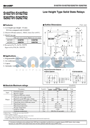 S202T01 datasheet - Low Height Type Solid State Relays