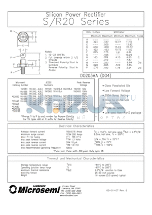 S2040 datasheet - Silicon Power Rectifier