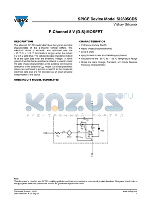 SI2305CDS datasheet - P-Channel 8 V (D-S) MOSFET