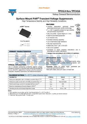TPC16 datasheet - Surface Mount PAR Transient Voltage Suppressors