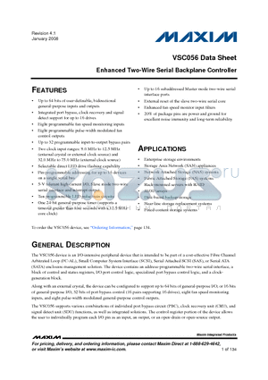 VSC056XKM datasheet - Enhanced Two-Wire Serial Backplane Controller