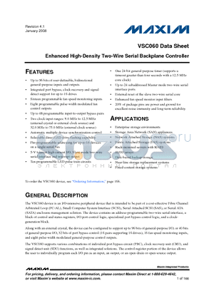 VSC060 datasheet - Enhanced High-Density Two-Wire Serial Backplane Controller