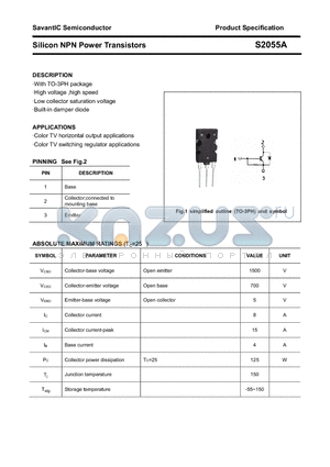 S2055A datasheet - Silicon NPN Power Transistors