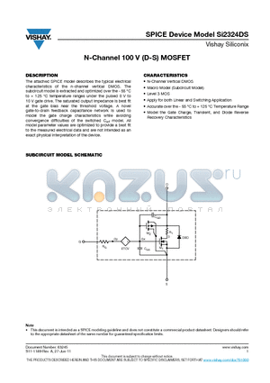 SI2324DS datasheet - N-Channel 100 V (D-S) MOSFET