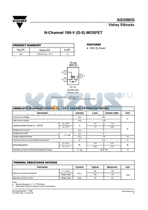 SI2328DS-T1 datasheet - N-Channel 100-V (D-S) MOSFET