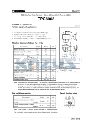 TPC6003_07 datasheet - Silicon N Channel MOS Type (U-MOSIII)