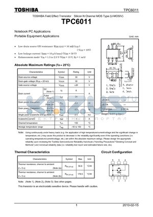 TPC6011 datasheet - Notebook PC Applications Portable Equipment Applications