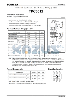 TPC6012 datasheet - Notebook PC Applications Portable Equipment Applications
