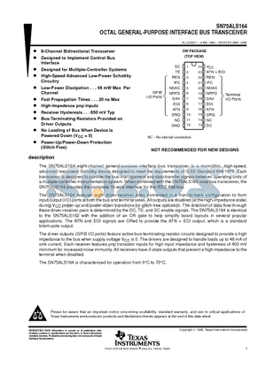 SN75ALS164 datasheet - OCTAL GENERAL-PURPOSE INTERFACE BUS TRANSCEIVER