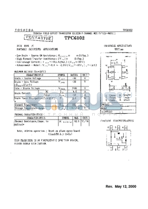 TPC6102 datasheet - FIELD EFFECT TRANSISTOR SILICON P CHANNEL MOS TYPE