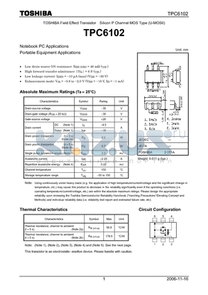 TPC6102 datasheet - Notebook PC Applications Portable Equipment Applications