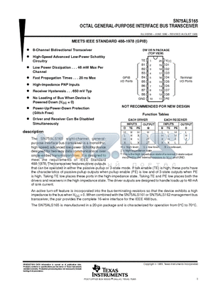 SN75ALS165DW datasheet - OCTAL GENERAL-PURPOSE INTERFACE BUS TRANSCEIVER