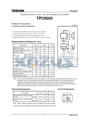 TPC6005 datasheet - Notebook PC Applications Portable Equipment Applications